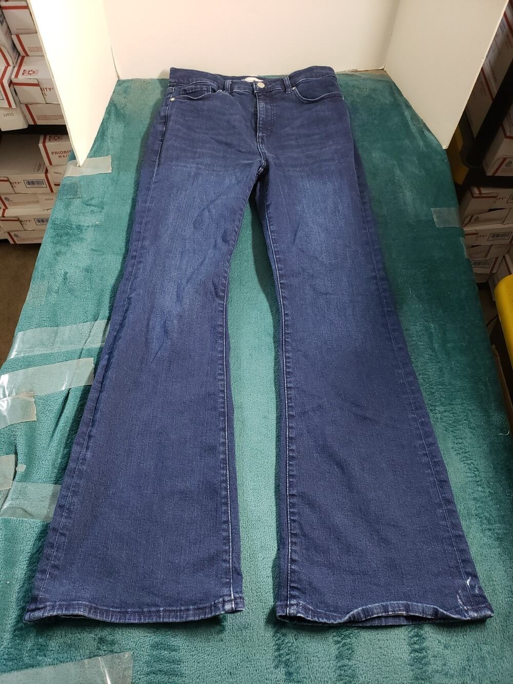Loft Jeans Size 10 Womens Blue Pants Denim Mid Rise Slim Flared Wide Leg